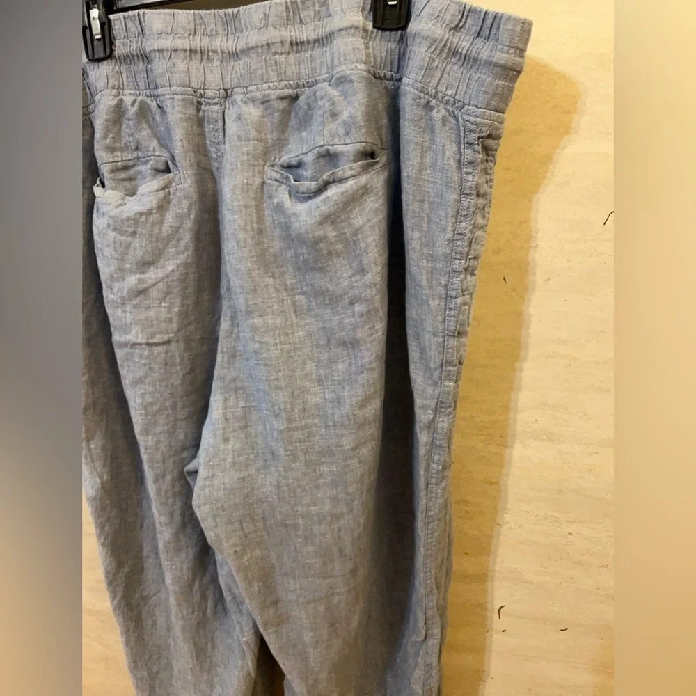 Athleta Cabo Linen Wide Leg Pants Chambray Color 100% Linen - Picture 8 of 12